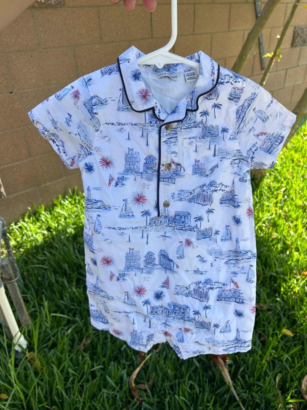 Kids Blue & White Nautical Print Short-Sleeve